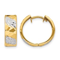 14K 5mm Diamond-cut Rhodium Hoop Earrings view 1