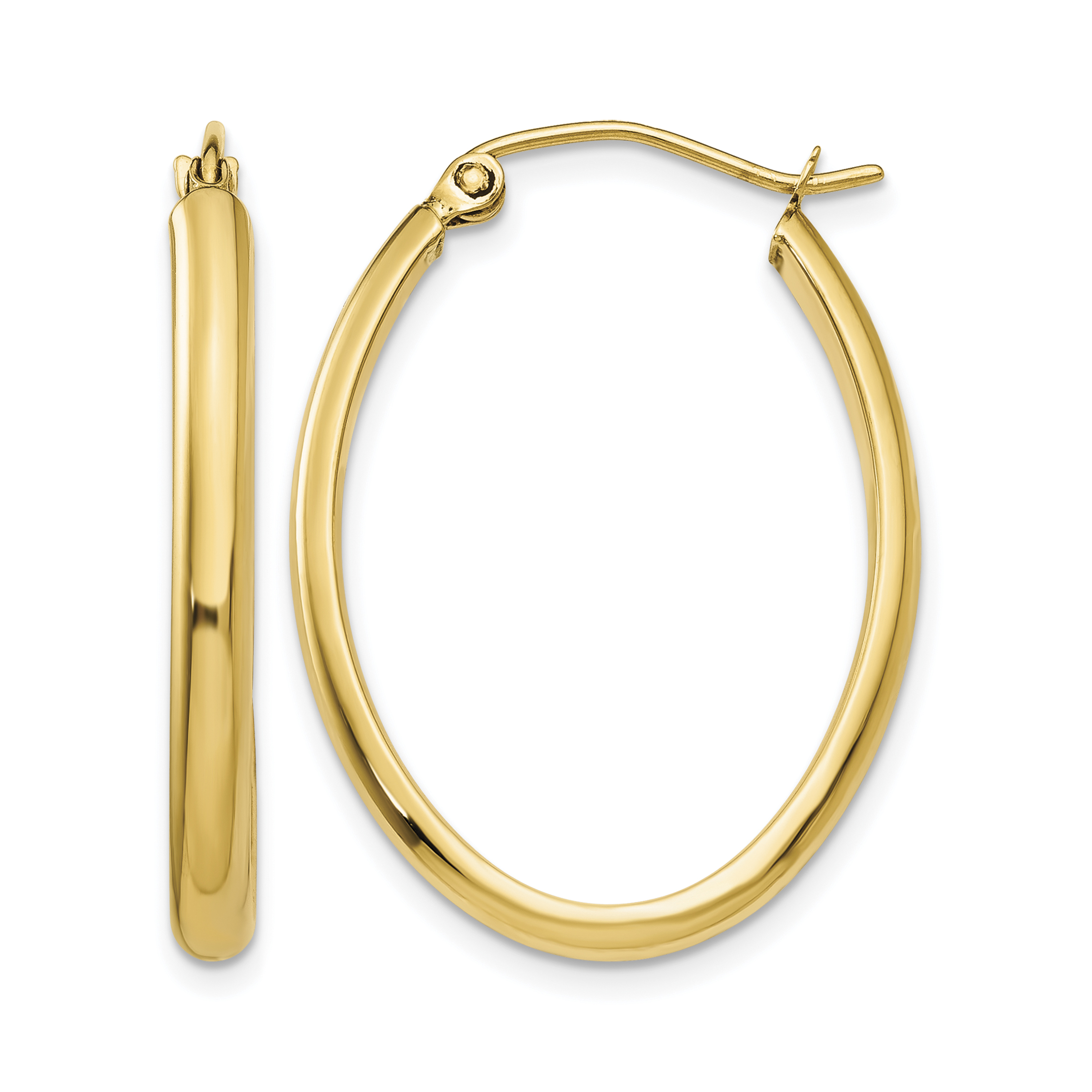 14k 3mm Oval Hoop Earrings (TL239)