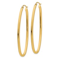 14K Yellow Gold 2x 53mm Large Oval Tube Hoop Earrings view 2