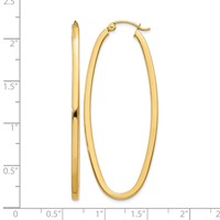 14K Yellow Gold 2x 53mm Large Oval Tube Hoop Earrings view 4