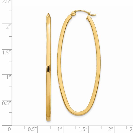 2mm Gold Square Tube Hoop Earrings
