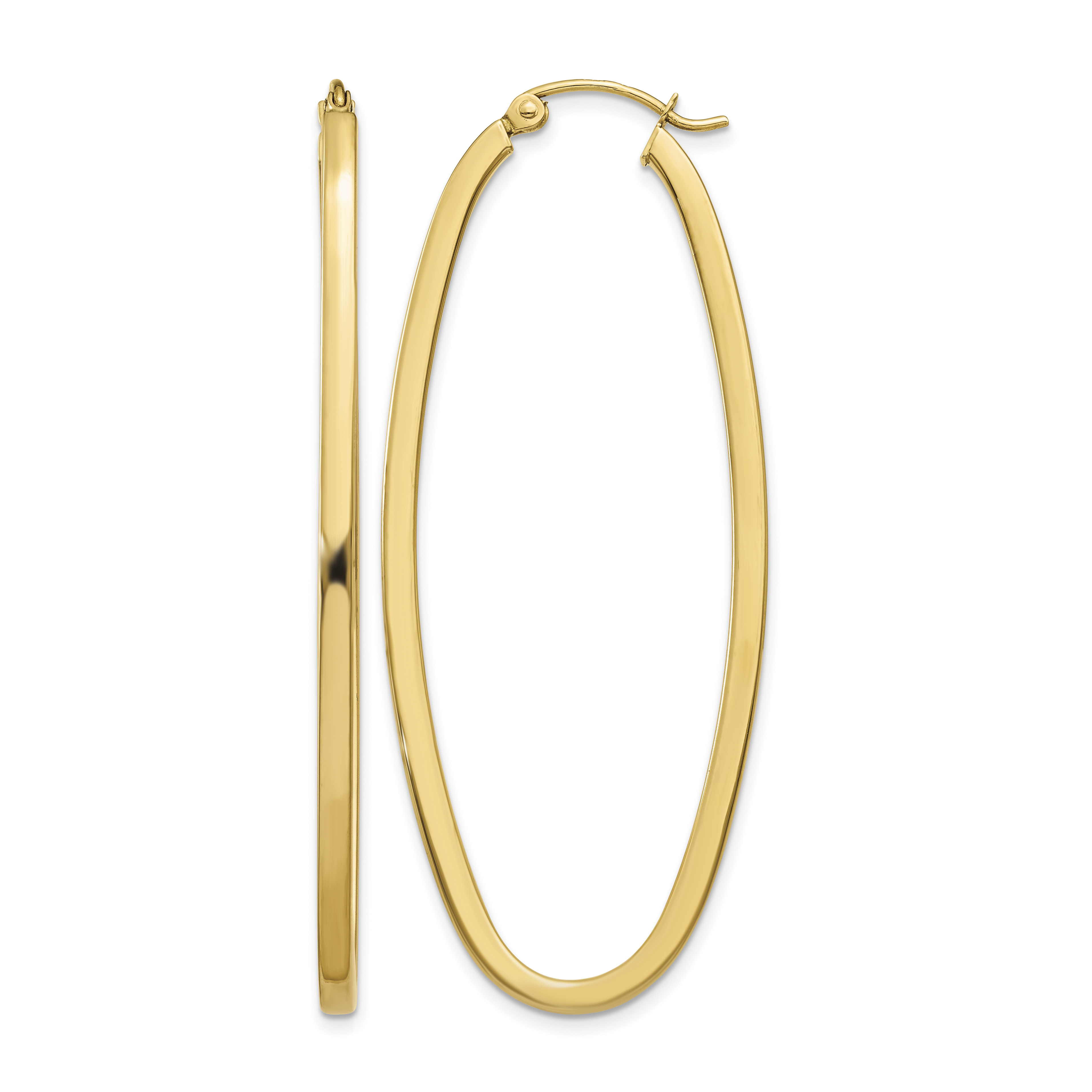 14k 2mm Large Oval Hoop Earrings (TL243)
