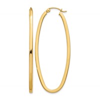 14K Yellow Gold 2x 53mm Large Oval Tube Hoop Earrings view 1