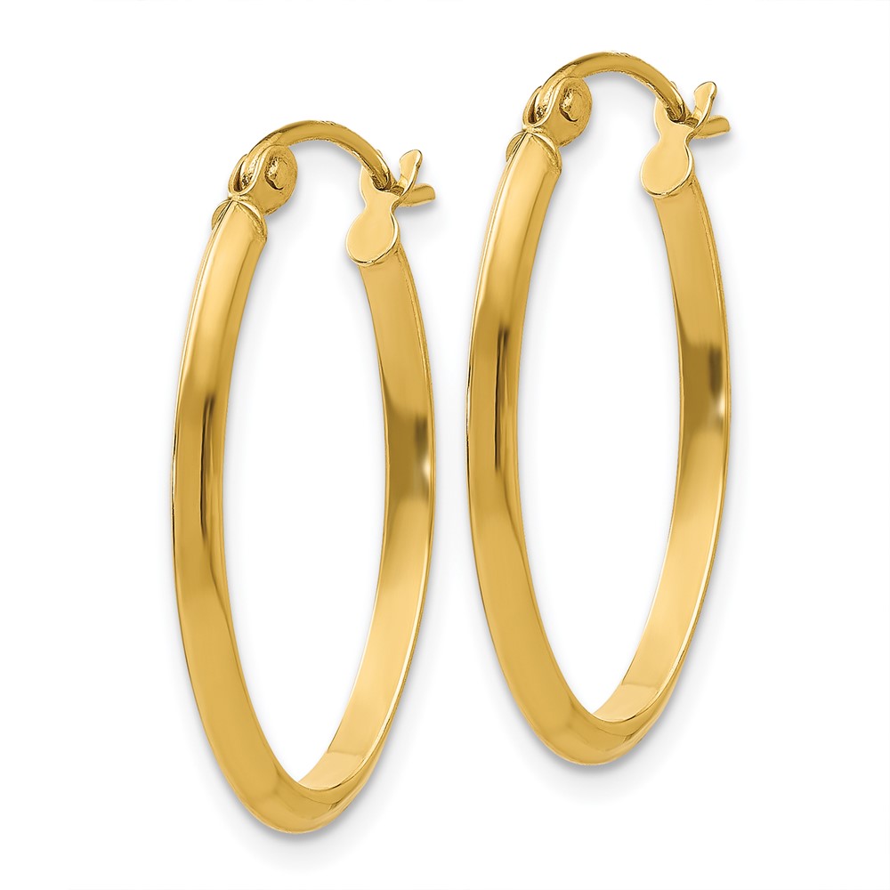14k 2mm Oval Hoop Earrings (TL244)