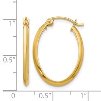 14K Yellow Gold 2x 22mm Polished Oval Tube Hoop Earrings view 4
