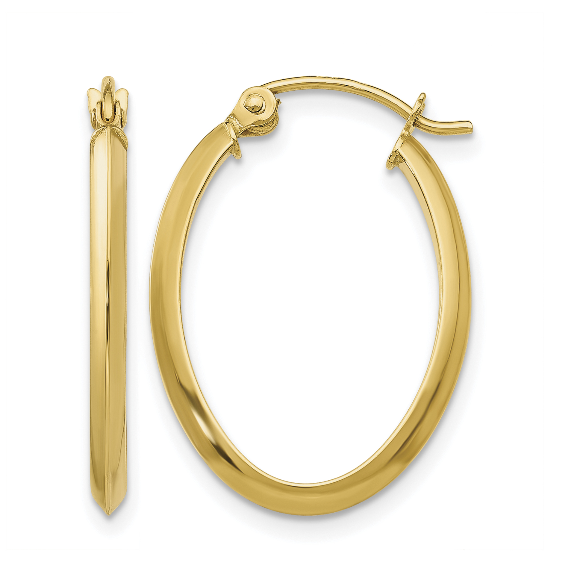 14k 2mm Oval Hoop Earrings (TL244)
