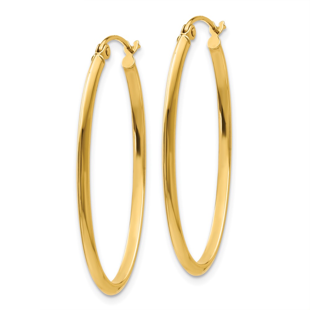 14k 2mm Oval Hoop Earrings (TL245)