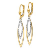 14K Two-tone Diamond-cut Dangle Leverback Earrings view 2