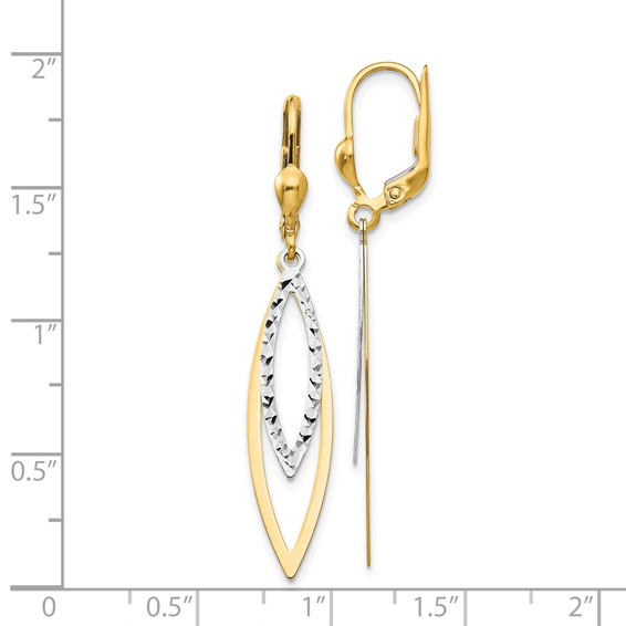 Gold Diamond-cut Dangle Leverback Earrings