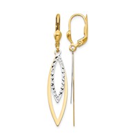 14K Two-tone Diamond-cut Dangle Leverback Earrings view 1