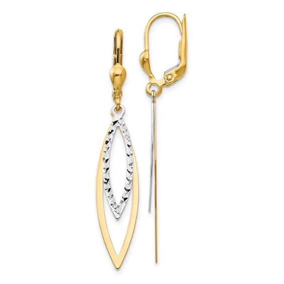 Gold Diamond-cut Dangle Leverback Earrings