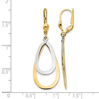 14K Two-tone Teardrop Dangle Leverback Earrings view 4