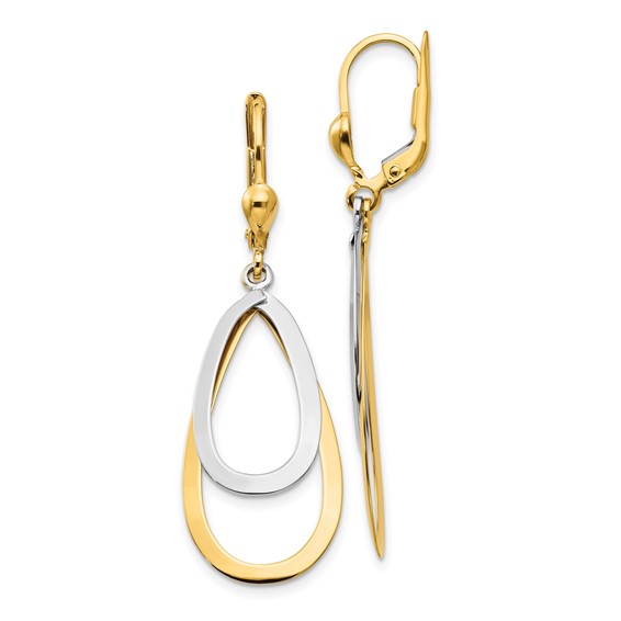 Gold Two-tone Teardrop Leverback Earrings