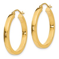 14K 2x25mm Polished Square Tube Hoop Earrings view 2