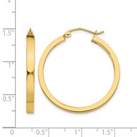 14K Yellow Gold 2x 30mm Polished Square Tube Hoop Earrings view 4
