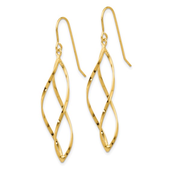 Gold TWisted Dangle Shepard Hook Earrings