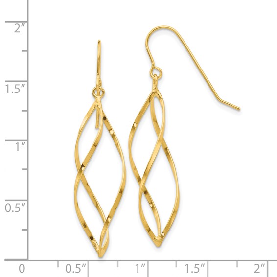 Gold TWisted Dangle Shepard Hook Earrings
