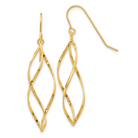 Gold TWisted Dangle Shepard Hook Earrings