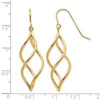 14K Yellow Gold Twisted Swirl Dangle French Hook Earrings view 4