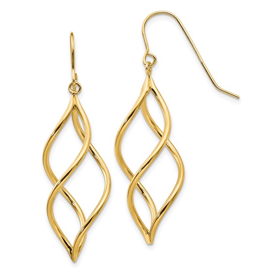 Gold Twisted Dangle Shepard Hook Earrings