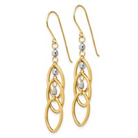 14K Two-tone Ovals and Mirror Beads Dangle French Hook Earrings view 2