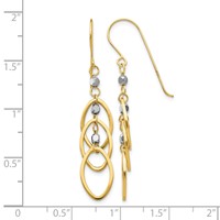 14K Two-tone Ovals and Mirror Beads Dangle French Hook Earrings view 4