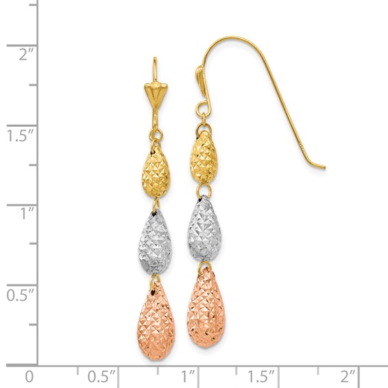 Gold Diamond-cut Teardrop Shepard Hook Earrings