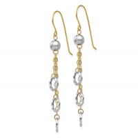 14K Two-tone Circle and Chain Dangle French Hook Earrings view 2