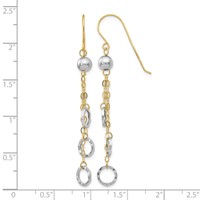14K Two-tone Circle and Chain Dangle French Hook Earrings view 4