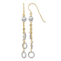 14K Two-tone Circle and Chain Dangle French Hook Earrings view 1