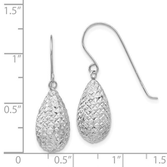 Gold Diamond-cut Teardrop Shepard Hook Earrings