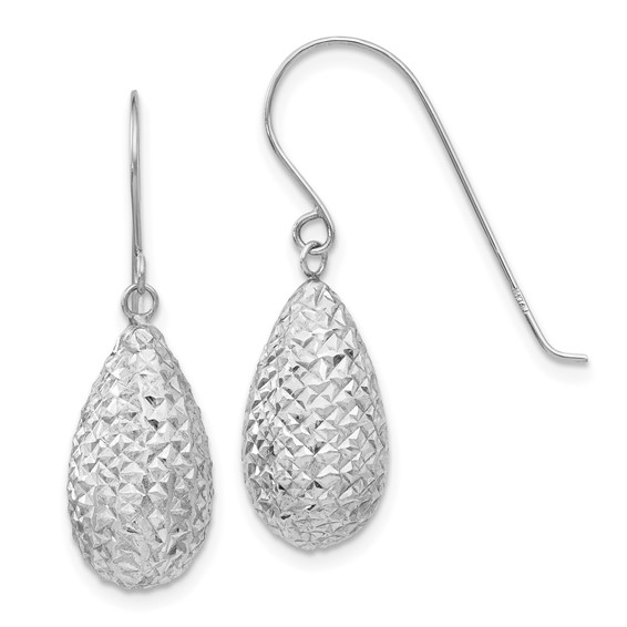 Gold Diamond-cut Teardrop Shepard Hook Earrings