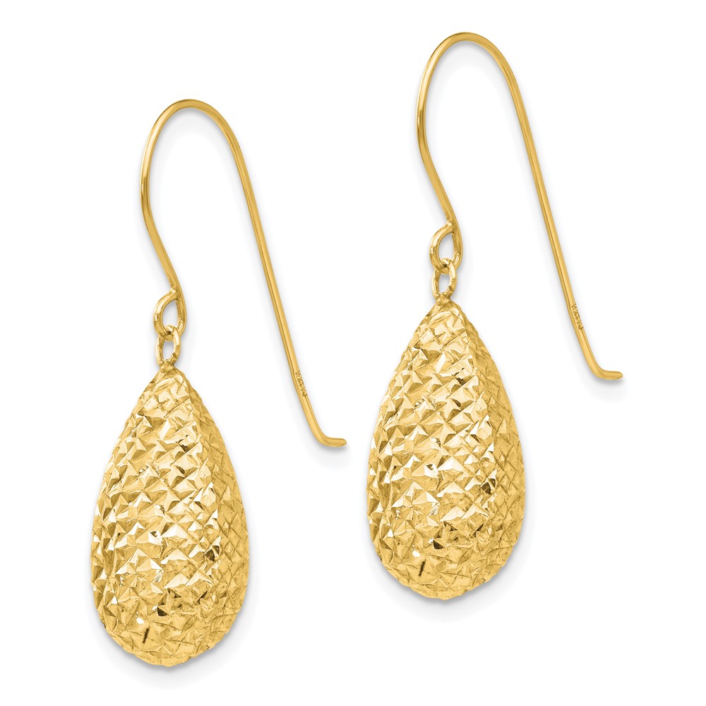 14k Puff Teardrop Earrings (TL501)