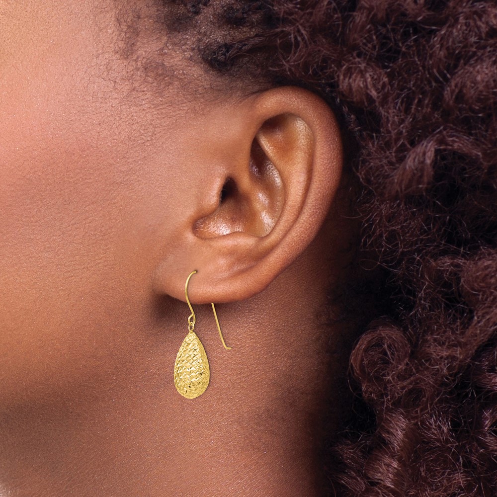 14k Puff Teardrop Earrings (TL501)