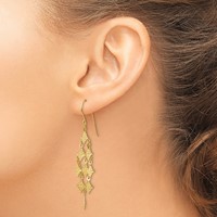 14K Yellow Gold Diamond-cut Chandelier Dangle French Hook Earrings view 3