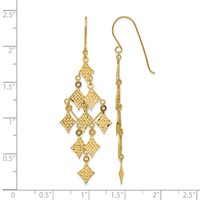 14K Yellow Gold Diamond-cut Chandelier Dangle French Hook Earrings view 4