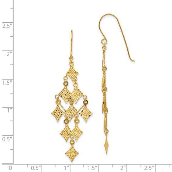 14k Diamond-cut Chandelier Dangle French Hook Earrings