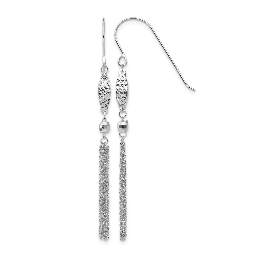 14k White Gold Bead and Chain Dangle Earrings (TL538W)