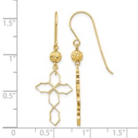 14K Geometric Cross Dangle French Hook Earrings view 4