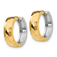 14K Two-tone Textured Hinged Hoop Earrings view 2