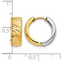 14K Two-tone Textured Hoop Earrings view 4