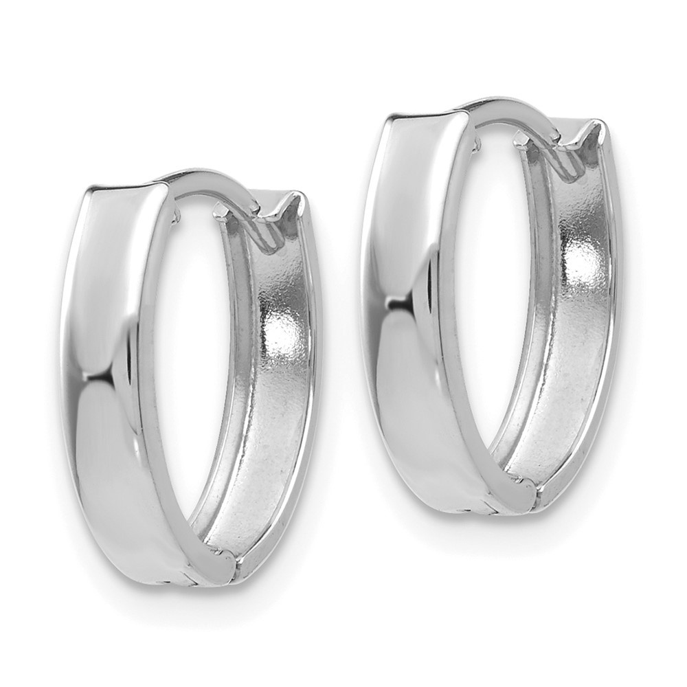 14k White Gold Polished Hinged Hoop Earrings (TL560)