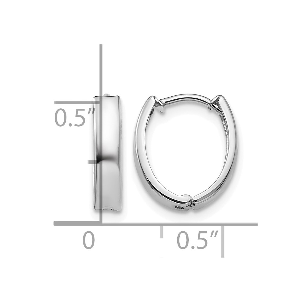 14k White Gold Polished Hinged Hoop Earrings (TL560)