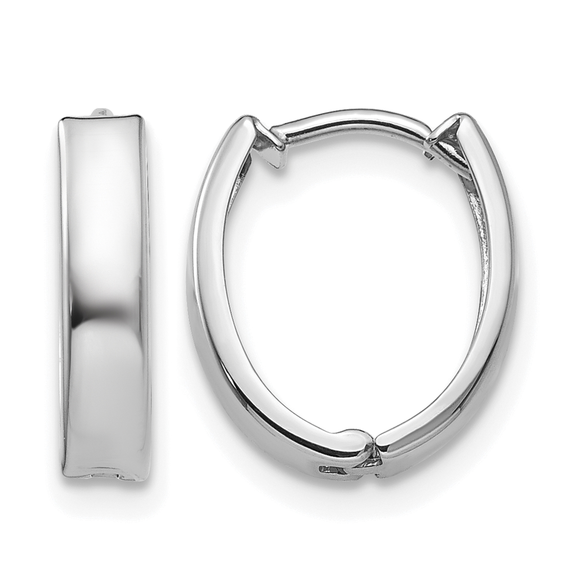 14k White Gold Polished Hinged Hoop Earrings (TL560)