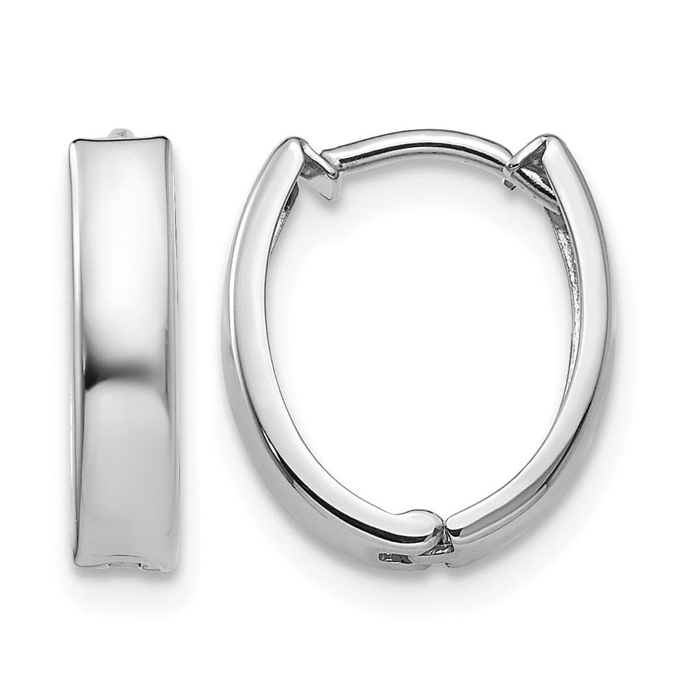 14k White Gold Polished Hinged Hoop Earrings (TL560)