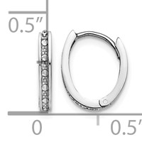 14K White Gold Diamond-cut Oval Hinged Hoop Earrings view 4