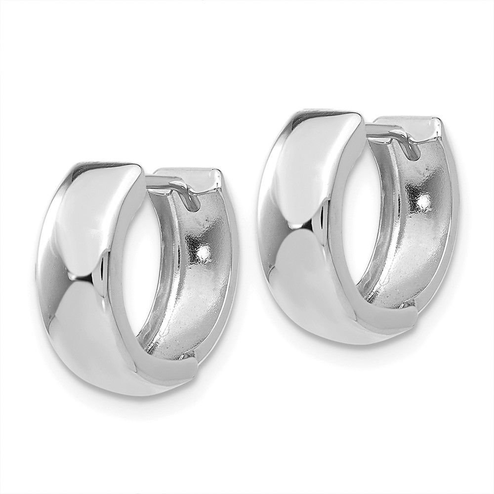 14k White Gold Polished Hinged Hoop Earrings (TL564)