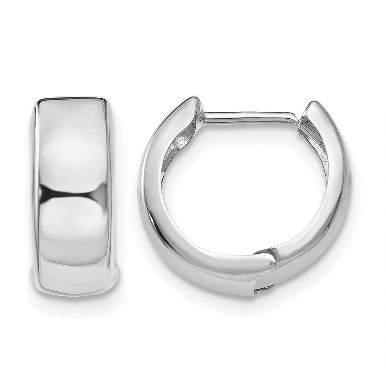 14k White Gold Polished Hinged Hoop Earrings (TL564)