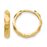 14K Diamond-cut Hoop Earrings view 1