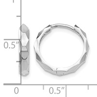 14K White Gold Diamond-cut Hoop Earrings view 4